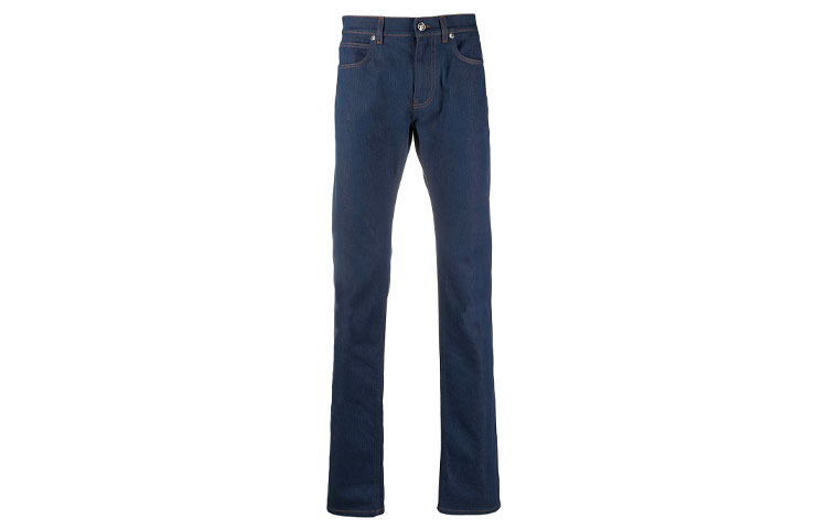 VERSACE Джинсы мужские синие Moderate Straight Fit — фото 3