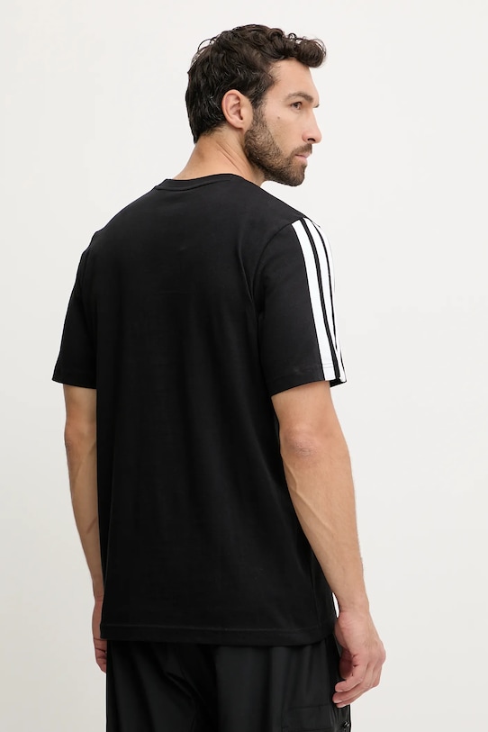 Хлопковая футболка 3-Stripes Adidas, черный — фото 3