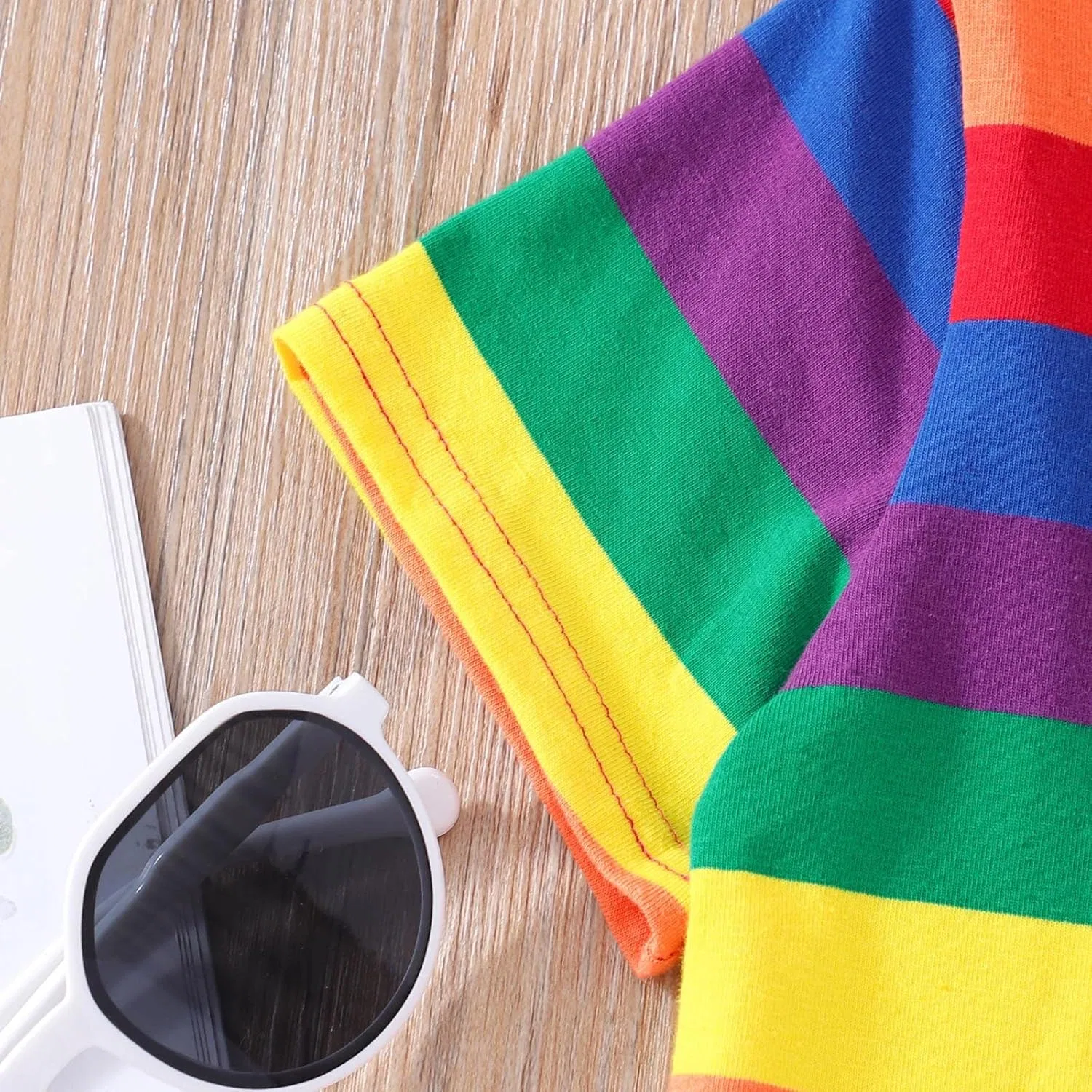 Футболка для детей Rainbow Striped Moonker, желтая — фото 3