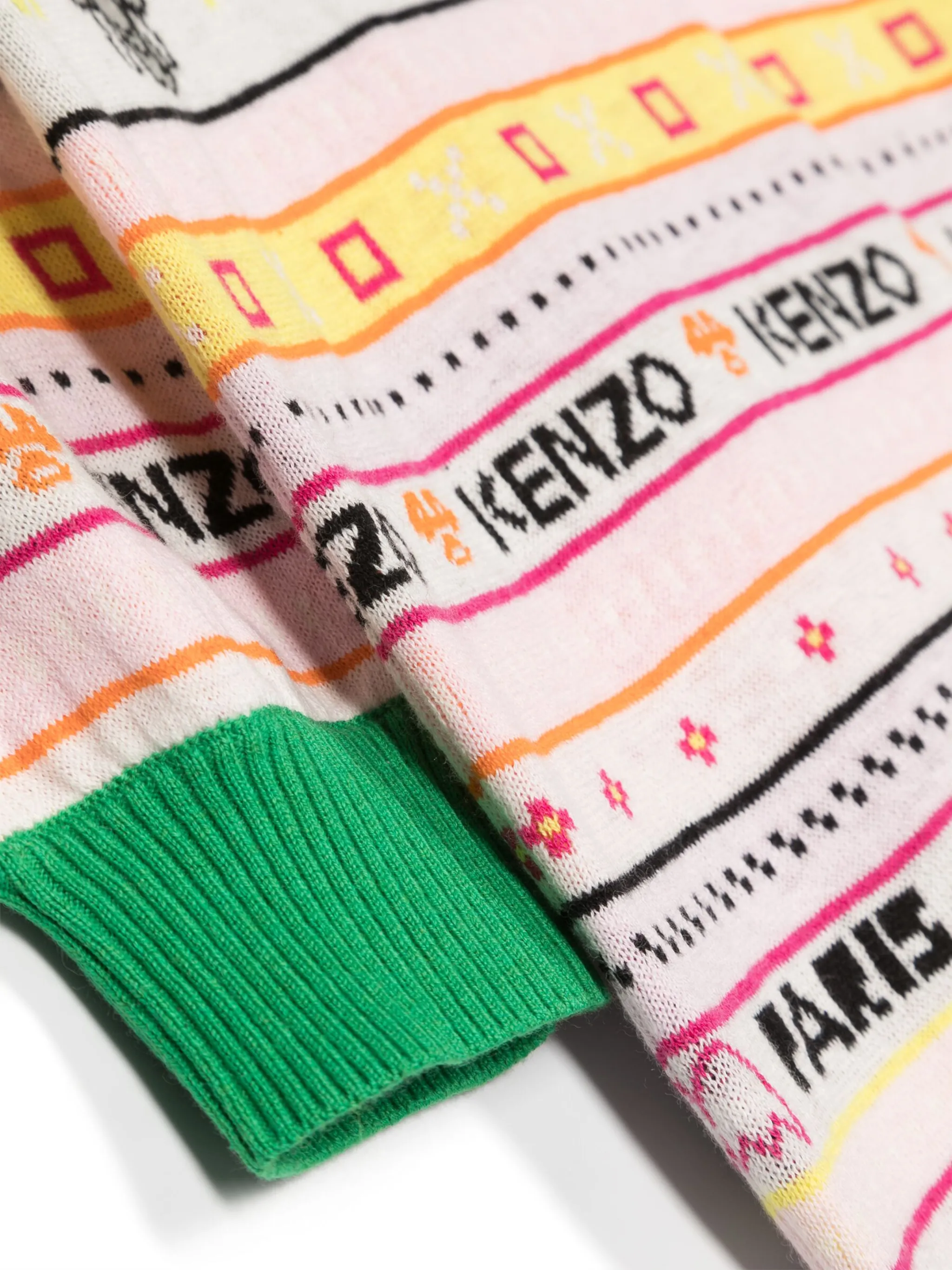 Платье вязки интарсия с логотипом Kenzo Kids, белый — фото 3