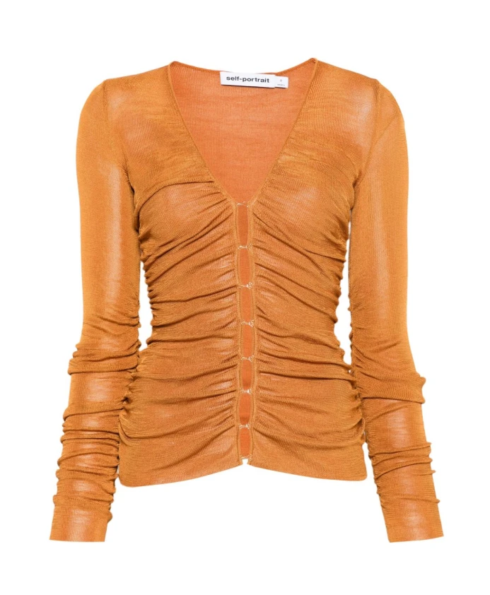 

Футболка Oranges с V-образным вырезом и застежкой на крючок и петлю. Self Portrait, оранжевый