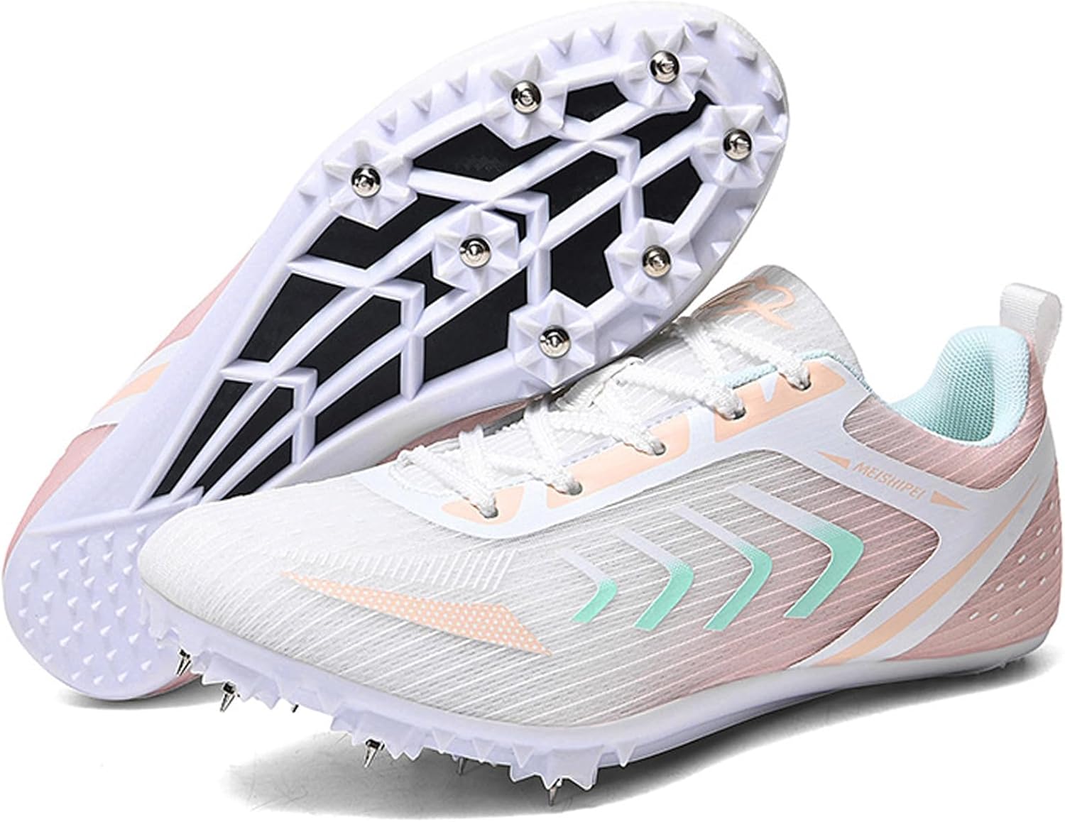 

Беговые шиповки для мужчин и женщин, 7 шипов, гоночные кроссовки для бега, прыжков, дышащие, для тренировок, легкие, для прыжков в высоту, для девочек и детей Lippan, белый