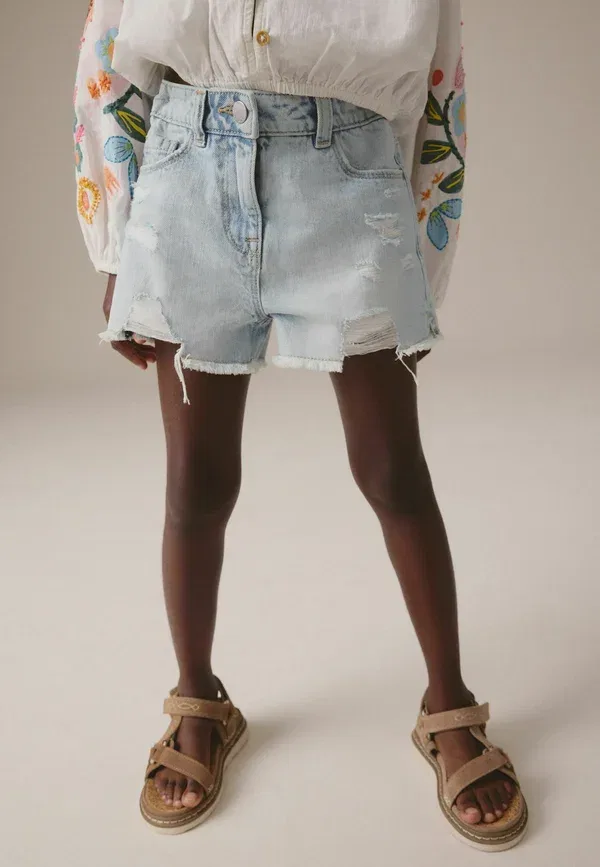 Шорты джинсовые Next Frayed edge distressed regular fit, светло-голубой