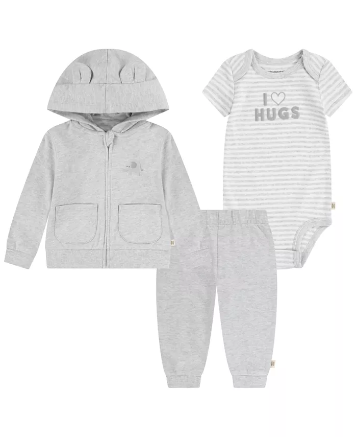 

Комплект для мальчиков: куртка, боди и штаны, 3 предмета Huggies, серый