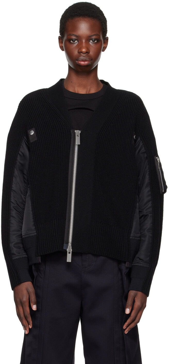 

Черный вставной кардиган sacai