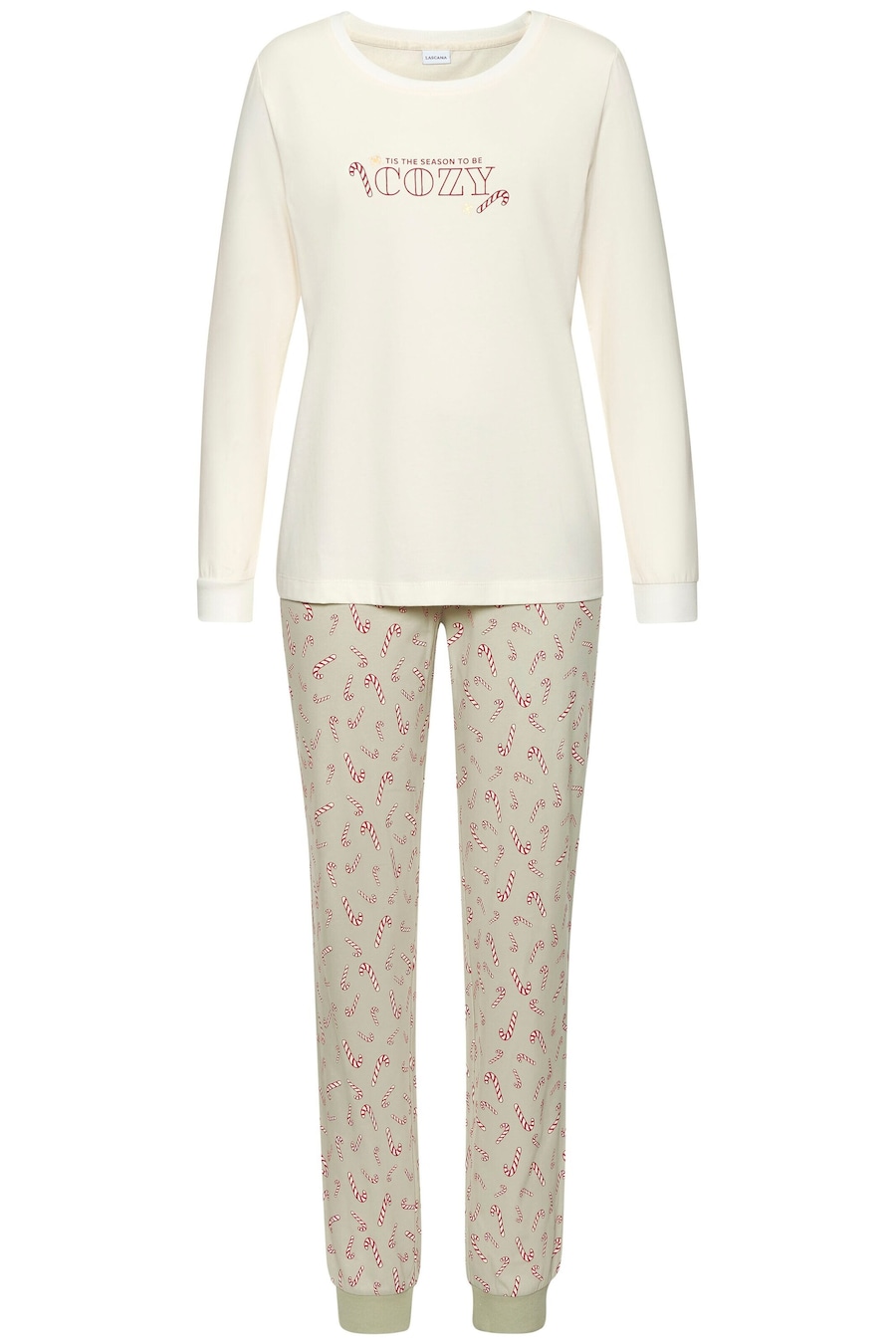 

Пижама LASCANA, бежевый/светло-зеленый