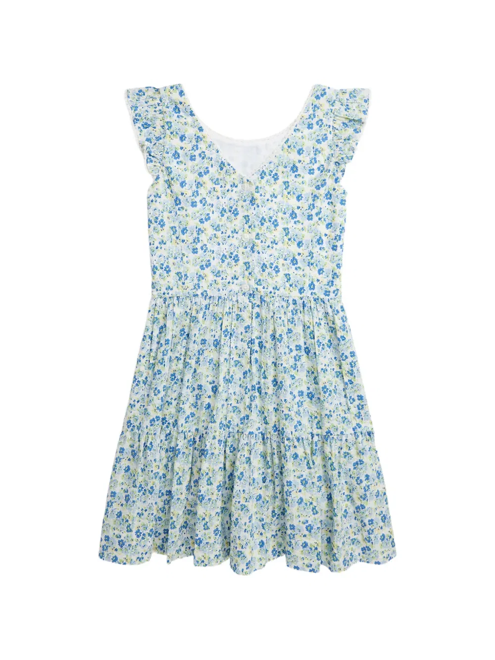 Платье с оборками и цветочным принтом Polo Ralph Lauren Kids, белый — фото 2