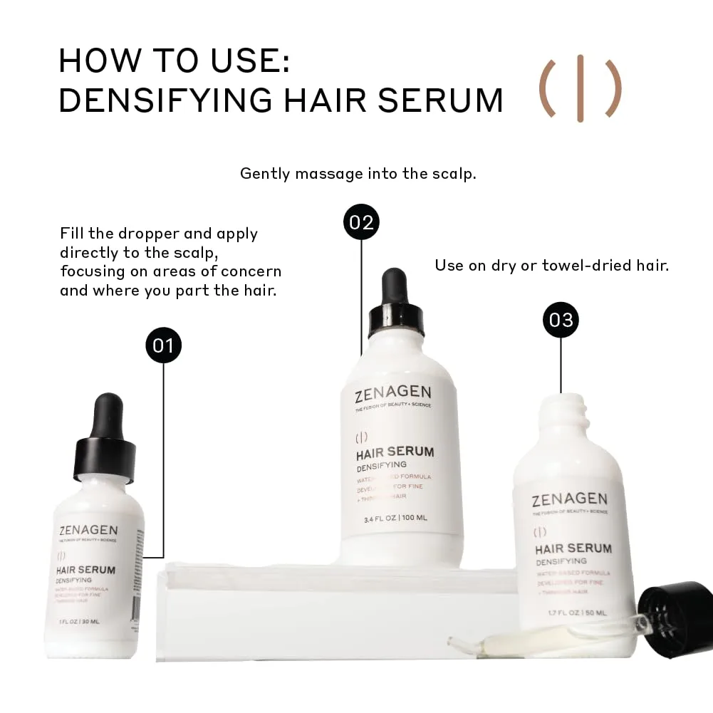 ZENAGEN Densifying Hair Serum для тонких и редеющих волос | Увеличивает густоту, укрепляет и питает волосяные фолликулы, нежирная водная формула, растительный состав, веганский, для всех типов волос 29,6 мл (1 шт.) — фото 3