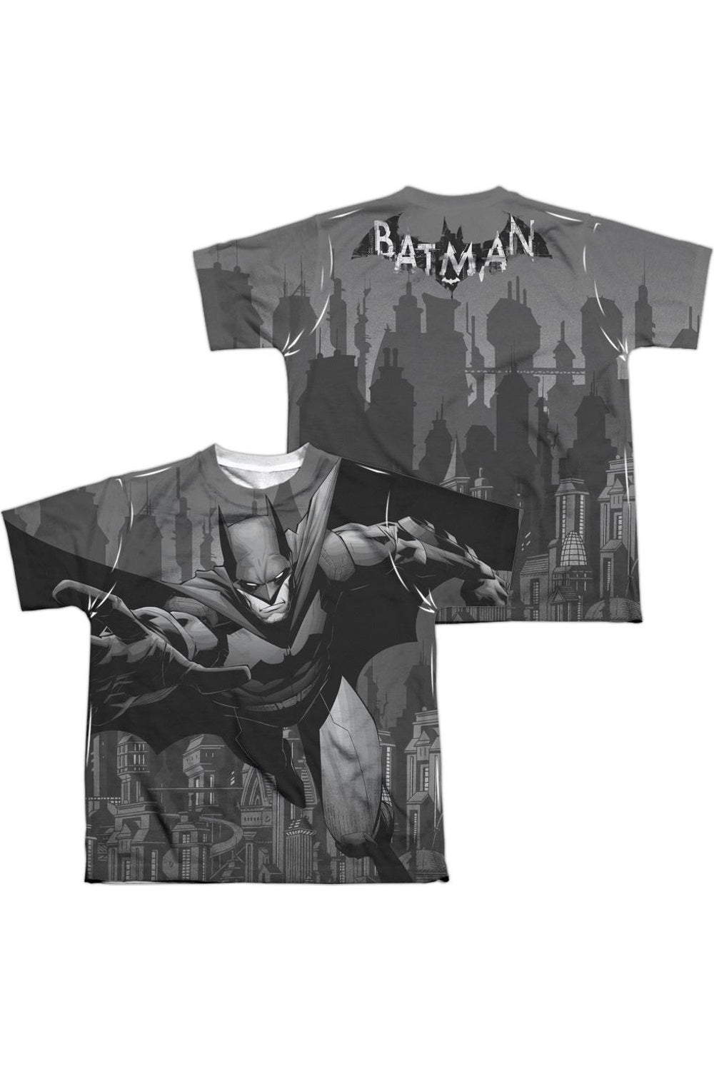 

Футболка с коротким рукавом для детей Batman Grey Race (принт спереди и сзадь) Gildan