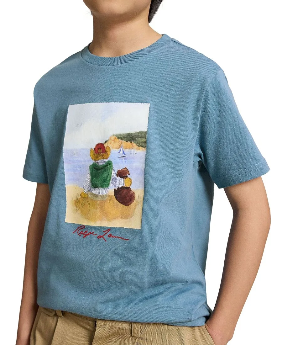Детская футболка Polo Bear из хлопкового трикотажа (8-20 лет) Polo Ralph Lauren, dusty синий — фото 3