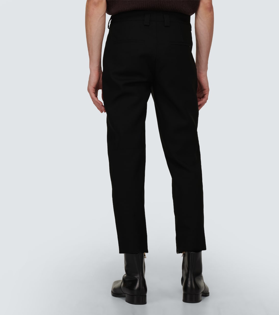 Узкие шерстяные брюки с кожаной отделкой Jil Sander, черный — фото 4