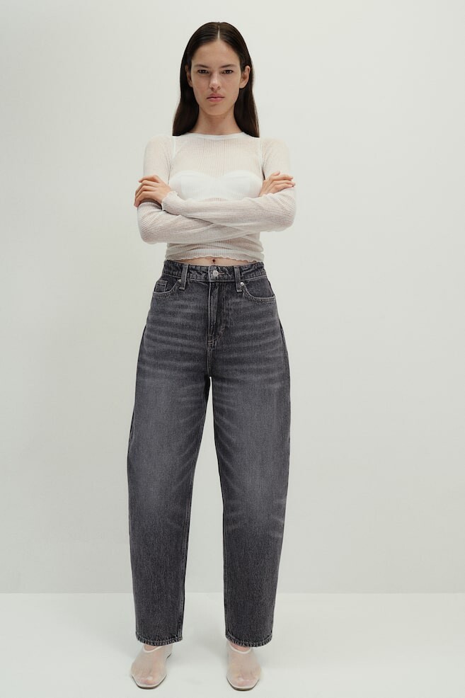 

Высокие джинсы Barrel H&M, синий