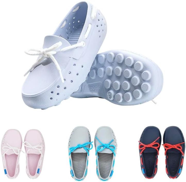 

Детская обувь People Footwear Senna - водонепроницаемые мокасины на резиновой подошве, легкие и прочные лодочные туфли для мальчиков и девочек, нескользящие водные туфли для активного отдыха на улице, белый/голубой