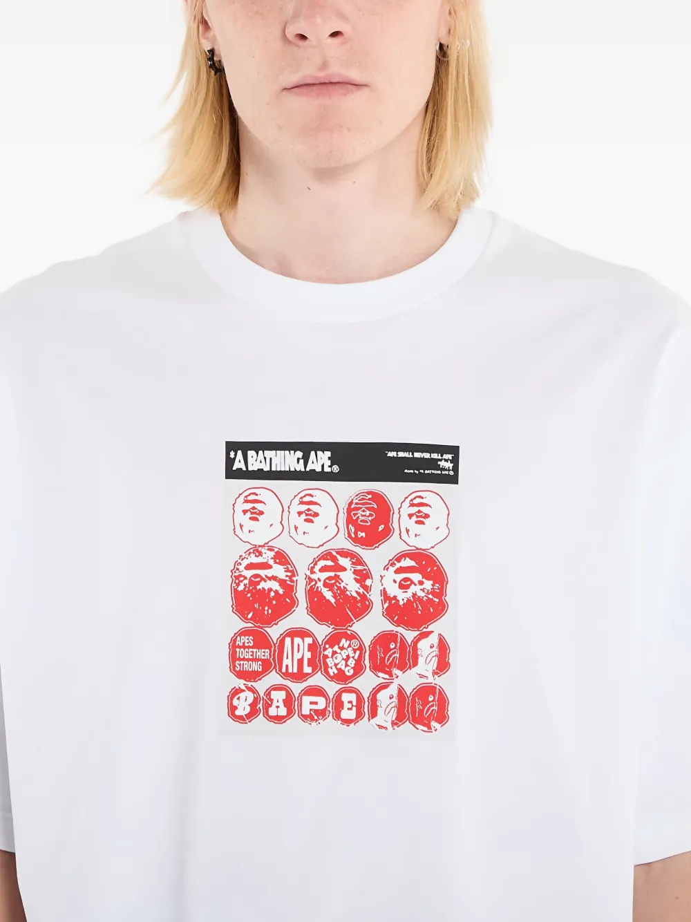Футболка с принтом-наклейкой A Bathing Ape, белый — фото 4