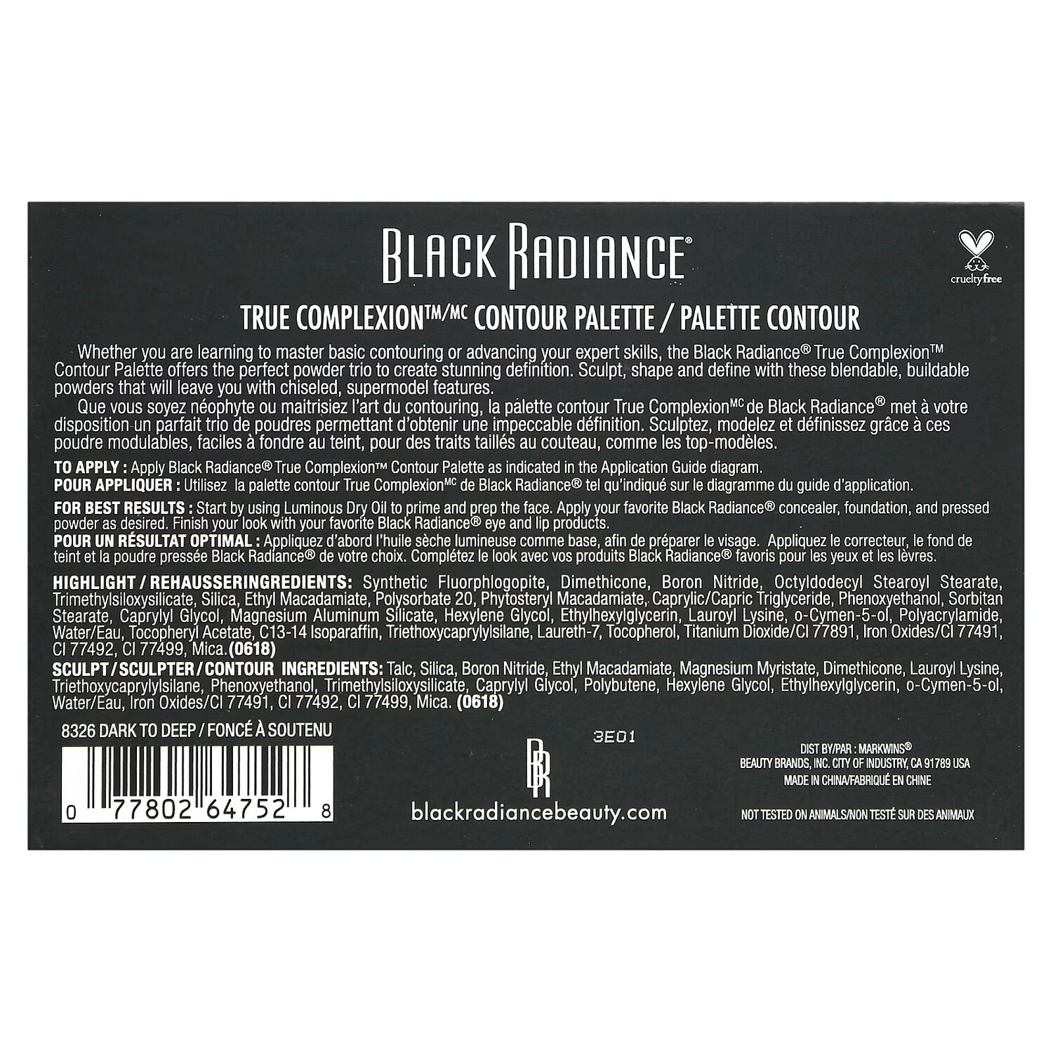 

Палетка для контуринга Black Radiance True Complexion 8326 от темного до глубокого