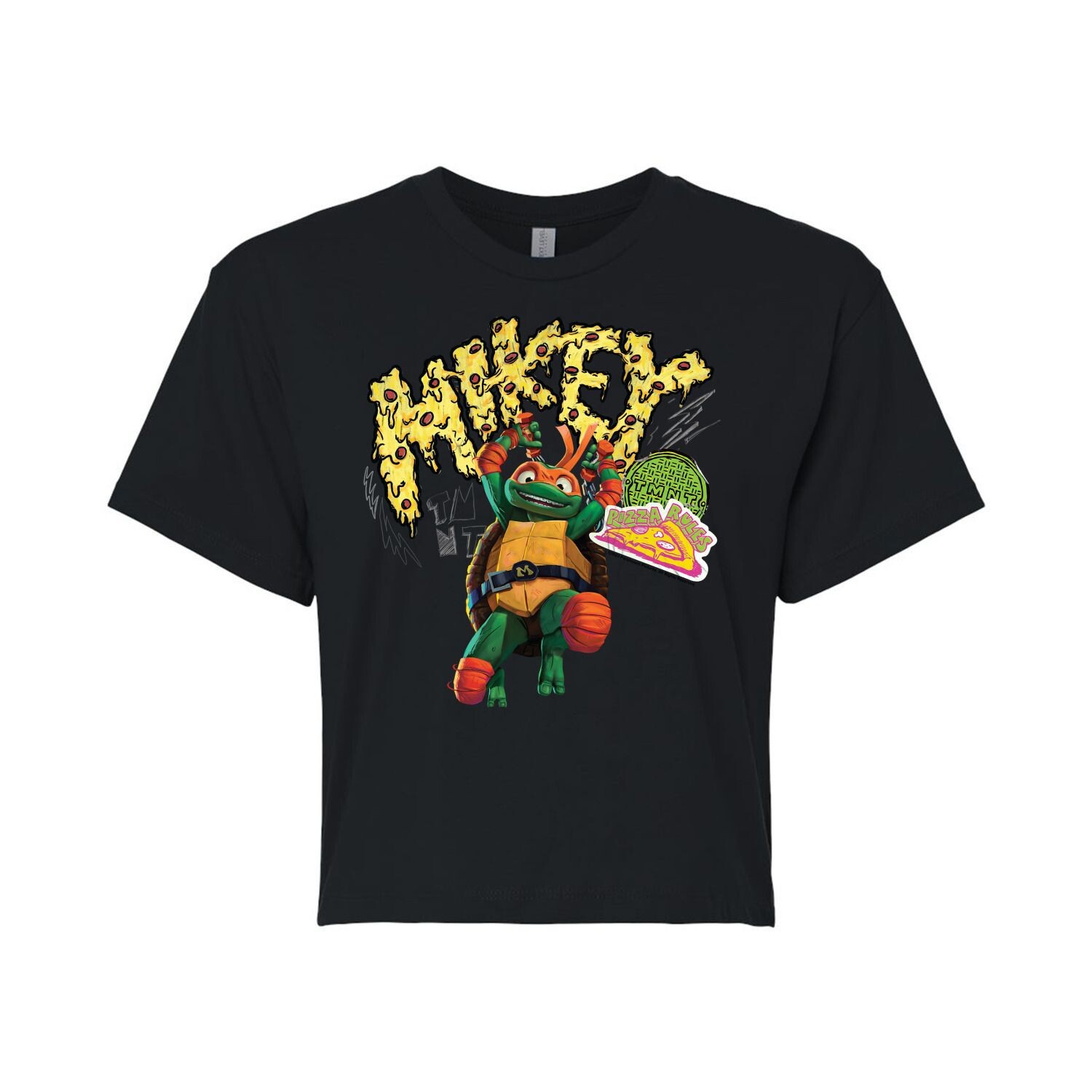 

Укороченная футболка с рисунком «Черепашки-ниндзя» для юниоров Mutant Mayhem Mikey Licensed Character, черный