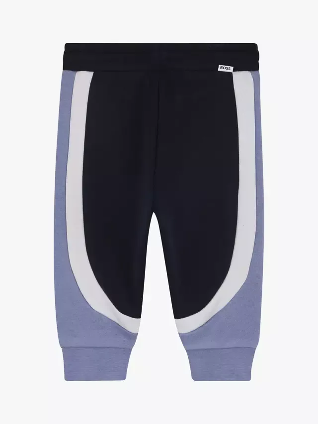 Детские спортивные штаны из смесовой хлопковой ткани, темно-синие HUGO BOSS — фото 2