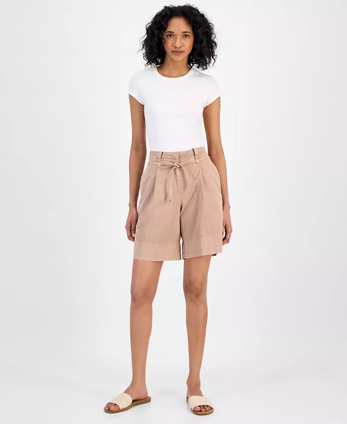 

Женские шорты с высокой посадкой и свободным кроем BOSS Orange, коричневый/бежевый