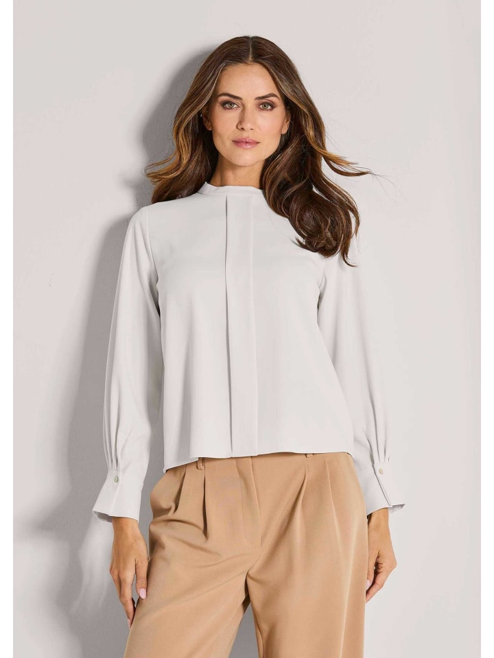 

MADELEINE Элегантная блузка со складками-плиссе жемчужно-белого цвета