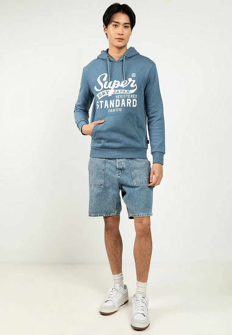 Худи, стандартный крой, Standard Script Superdry, голубой — фото 4