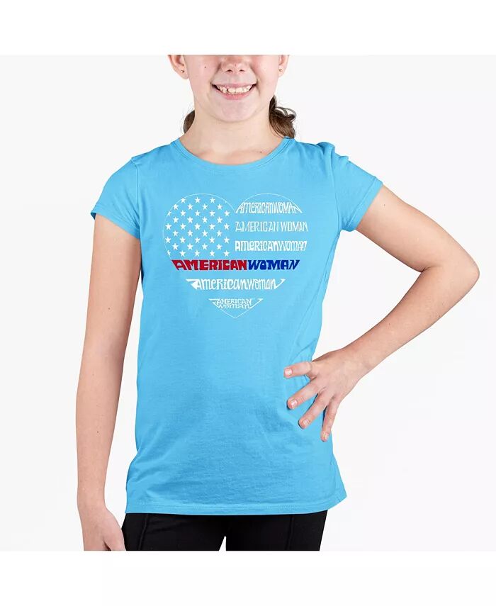 

Футболка с надписью Big Girl Word Art - American Woman LA Pop Art, синий