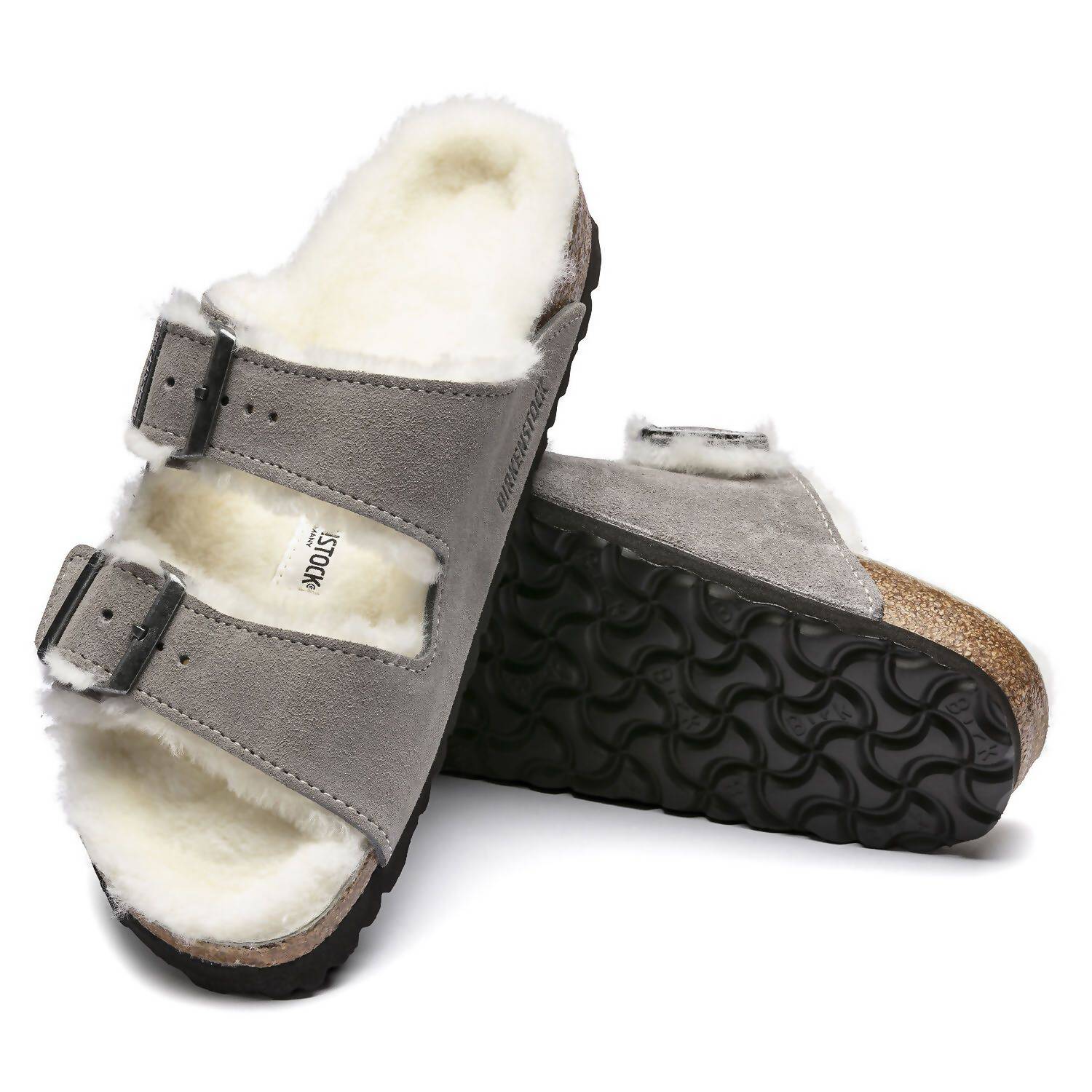 Women's Arizona Fur Shearling Sandal In Stone Birkenstock, Stone — фото 4