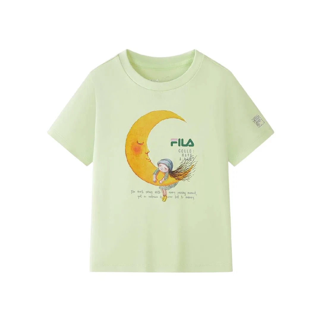 Футболка с круглым вырезом FILA KIDS для дошкольников, неоново-лаймовый