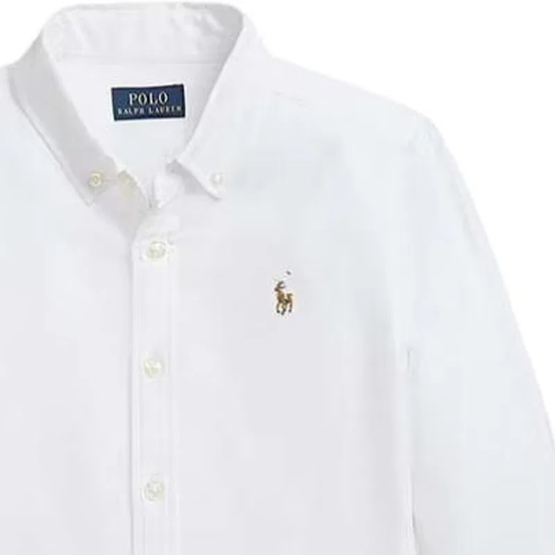 Детская повседневная рубашка Polo Ralph Lauren белая — фото 3