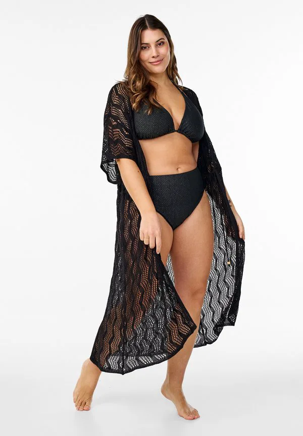 

Кимоно с пляжным аксессуаром Zizzi, Black, Черный, Кимоно с пляжным аксессуаром Zizzi, Black