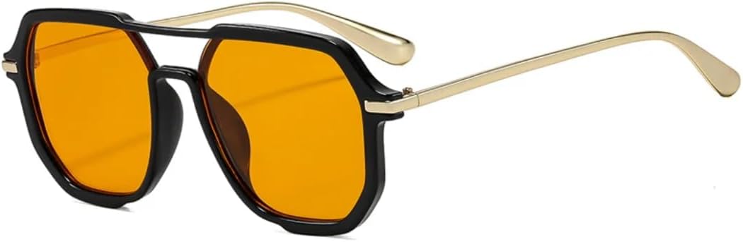 

Ретро солнцезащитные очки с двойной перемычкой, многоугольные, квадратные, женские, модные, градиентные, для мужчин, с защитой от УФ-излучения UV400 TVTBBVV, Black Orange
