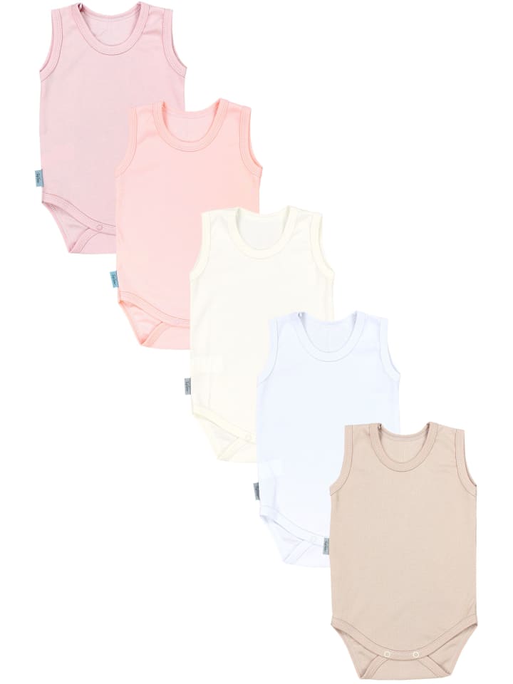 

TupTam Комплект из 5 боди для девочек, бежевый/абрикосовый цвет