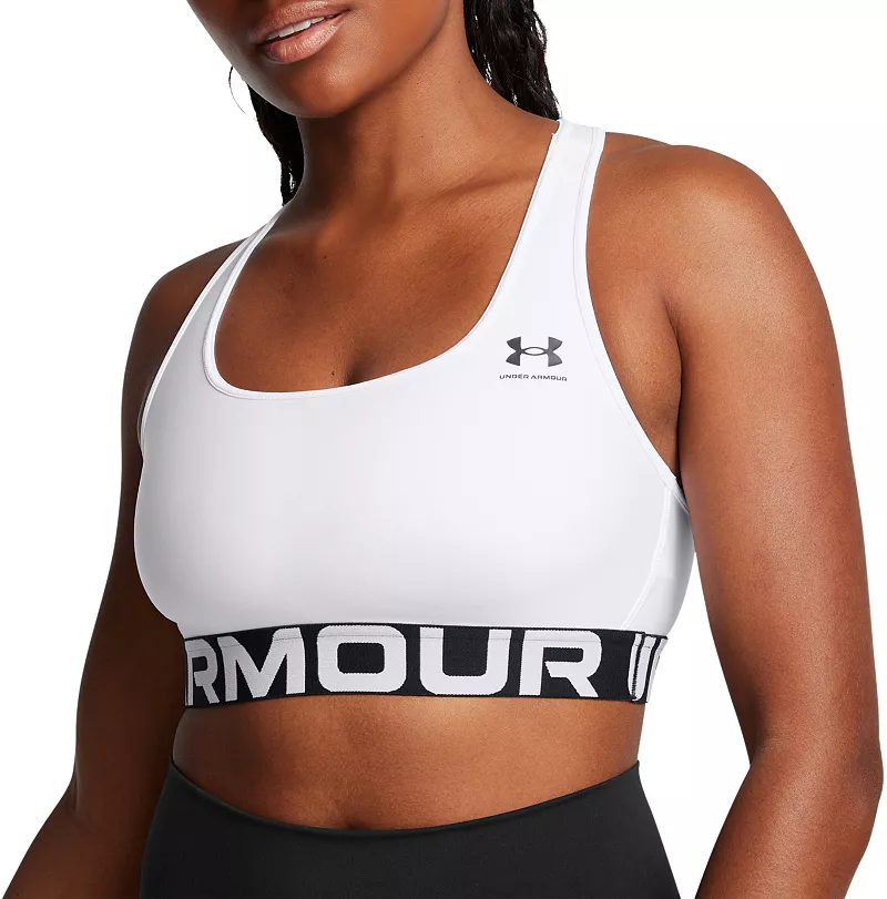 

Женский спортивный бюстгальтер с логотипом Under Armour HeatGear Mid, белый/черный