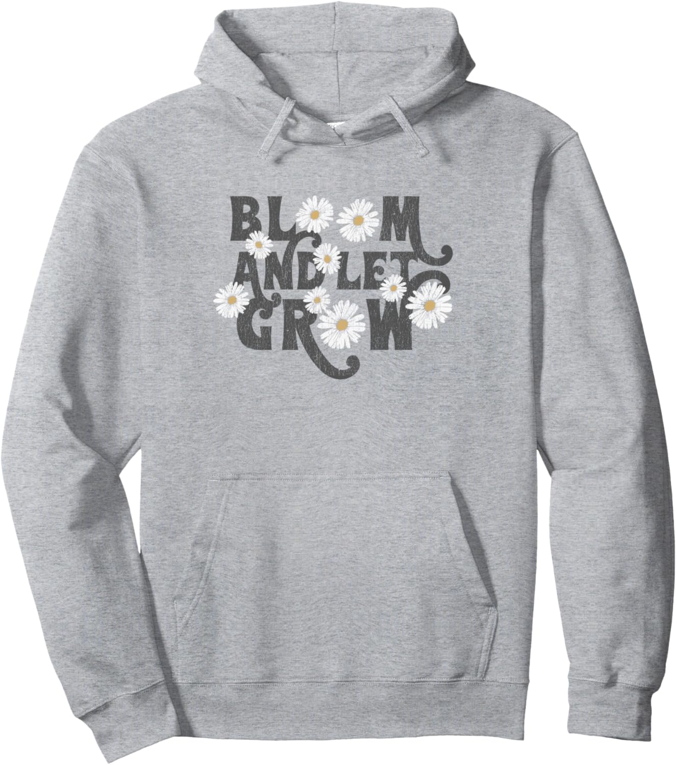 

Худи Bloom And Let Grow в стиле 70-х с ромашками, серое Trendy Apparel