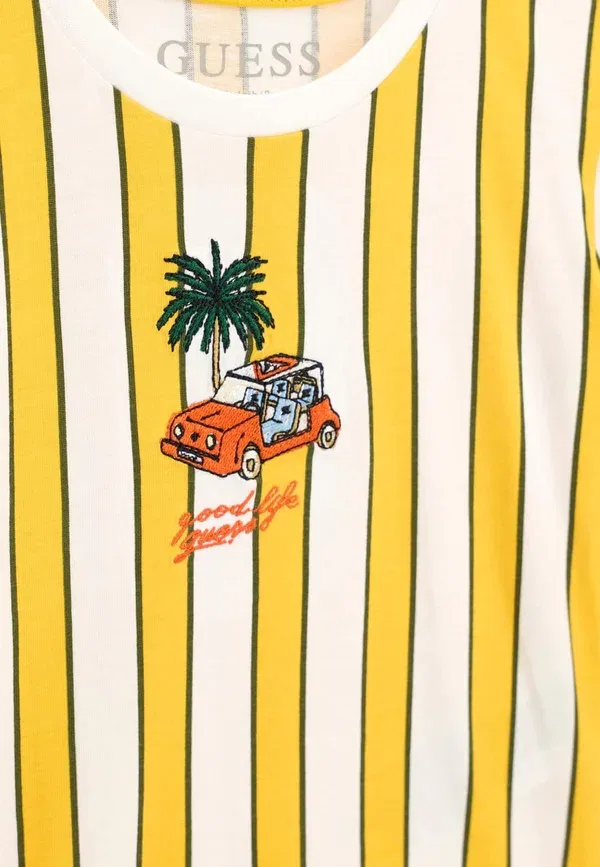 Футболка с полосатым принтом Guess, разноцветный желтый — фото 3