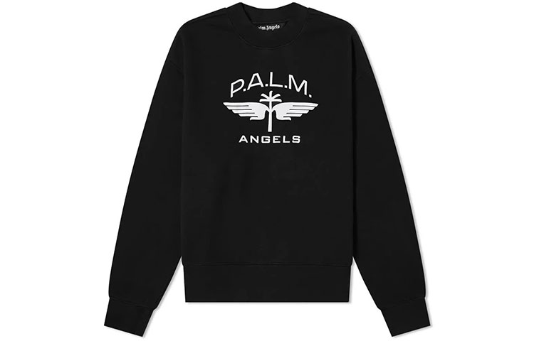 Свитшот с логотипом «Военные крылья» Palm Angels, черный — фото 3