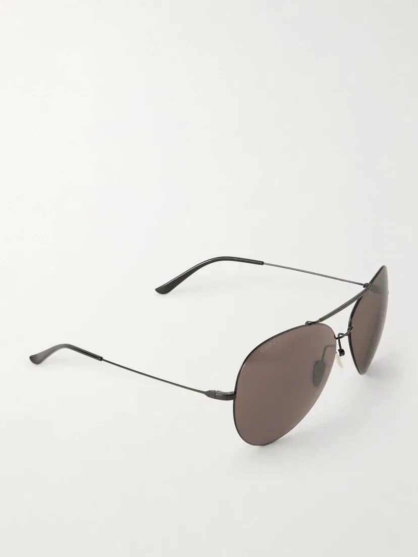 Солнцезащитные очки-авиаторы из металла Gucci Eyewear, черный — фото 3