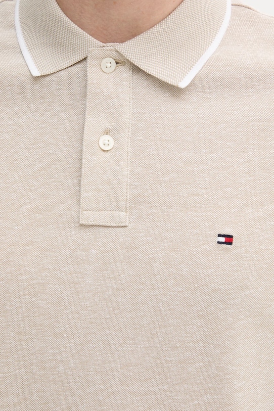 Поло с добавлением льна Tommy Hilfiger, бежевый — фото 4