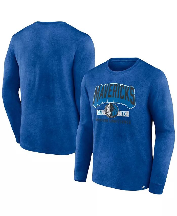 

Футболка мужская Heather Royal Distressed Dallas Mavericks Front Court Press Snow Wash с длинным рукавом Fanatics