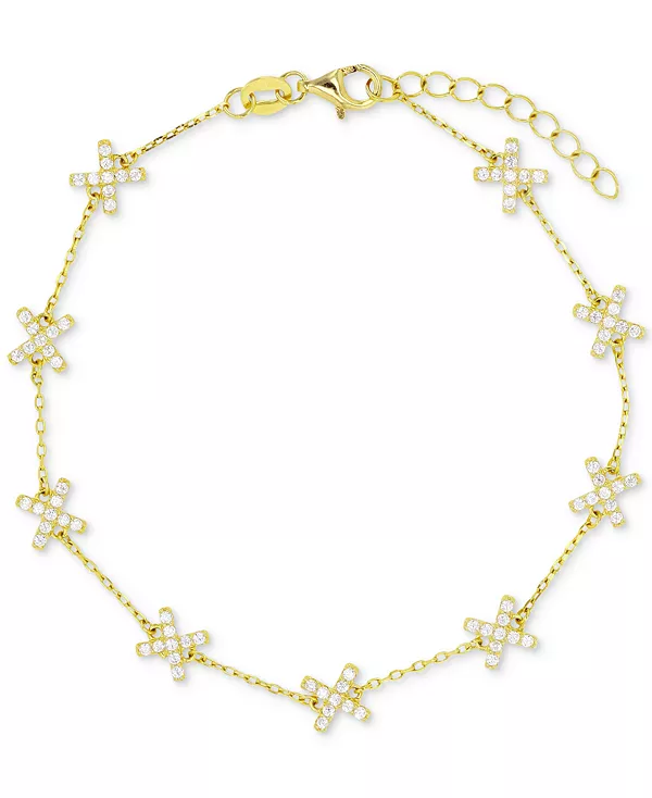

Браслет-Цепочка с кубическим цирконием из стерлингового серебра или серебра с 14-каратным золотом Macy'S, yellow