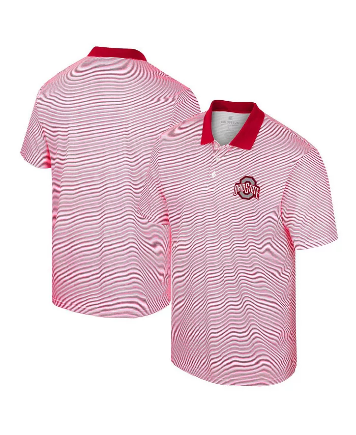 

Мужская белая полоскатая поло Ohio State Buckeyes с принтом в алых тонах Colosseum