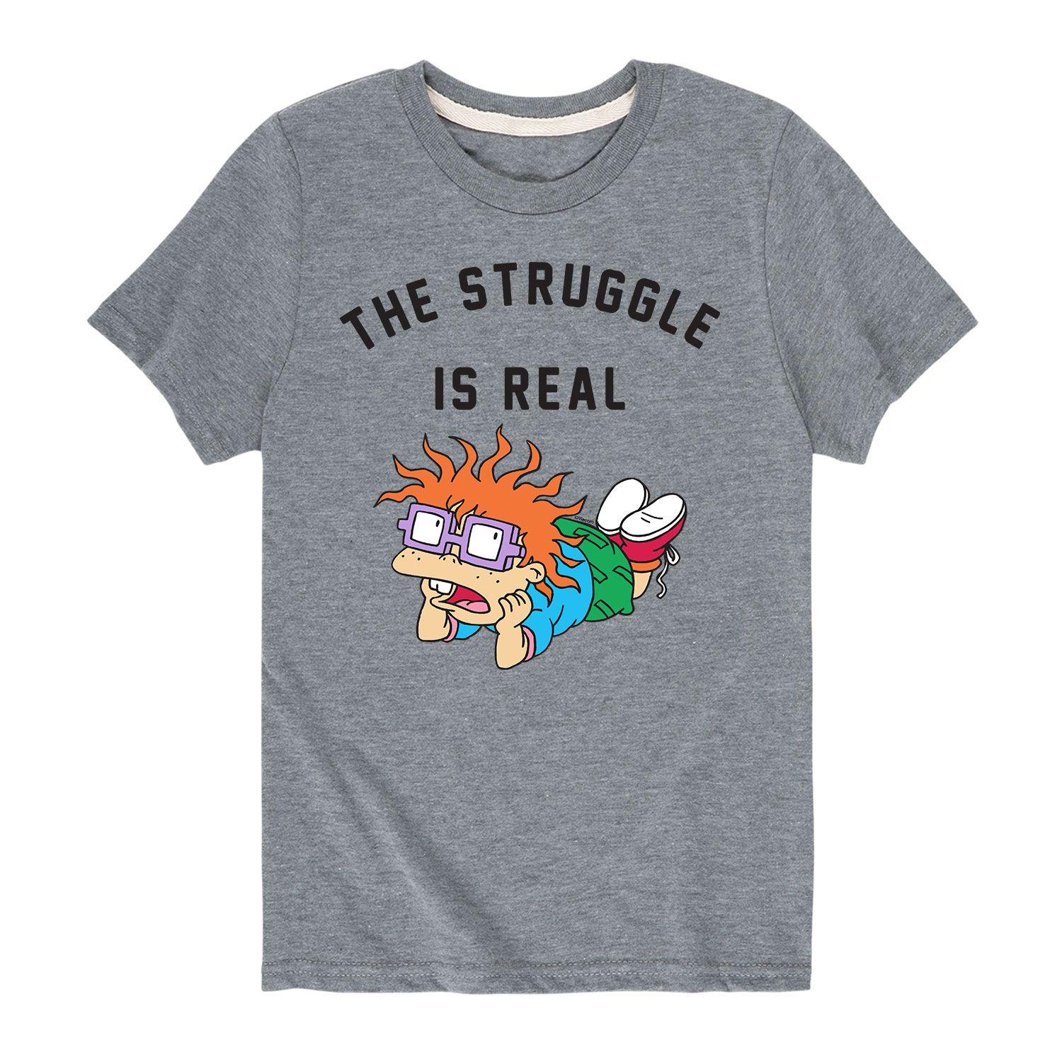 

Футболка Nickelodeon Rugrats Chuckie Struggle для мальчиков 8–20 лет Licensed Character, серый