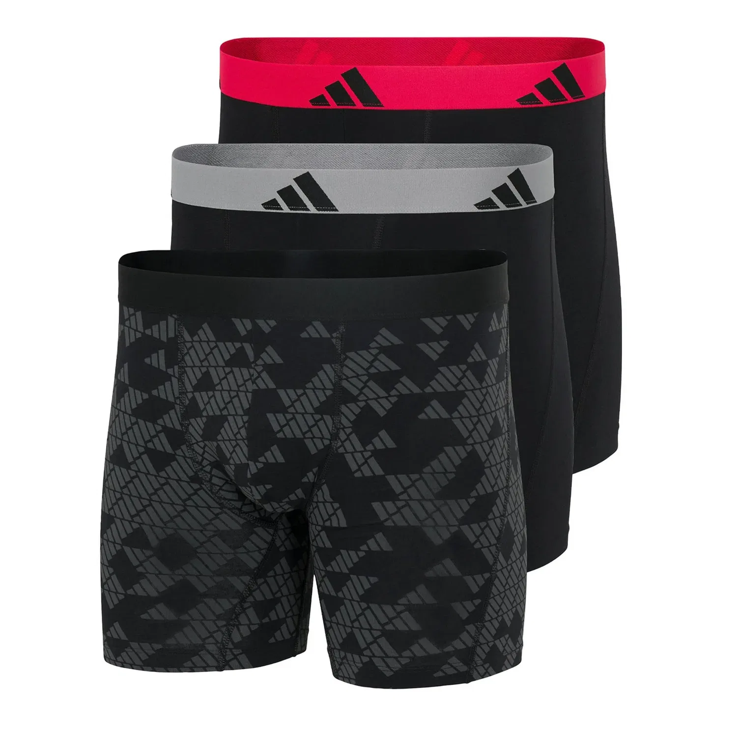 Боксеры 3 шт., Adidas, черный/серый/красный
