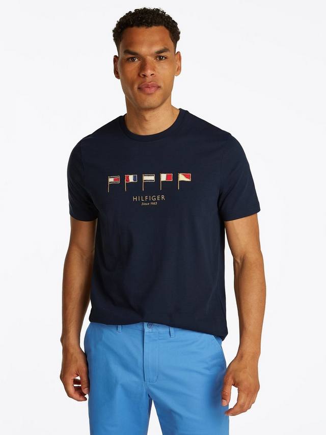 

Хлопчатобумажная футболка с несколькими флагами Tommy Hilfiger, темно-синий