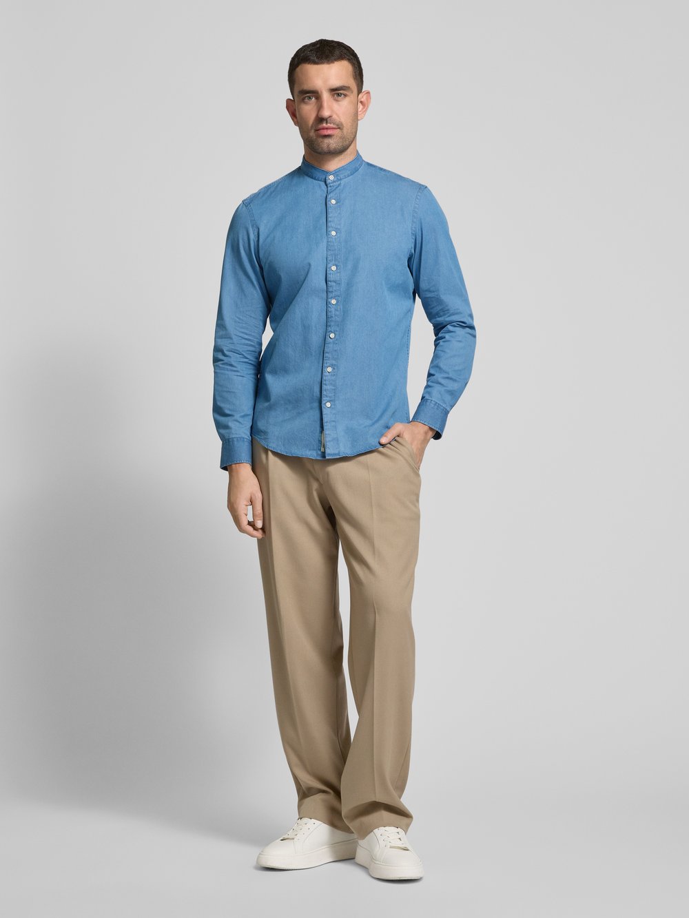 

Рубашка джинсовая свободного кроя с воротником-стойкой Jake*s