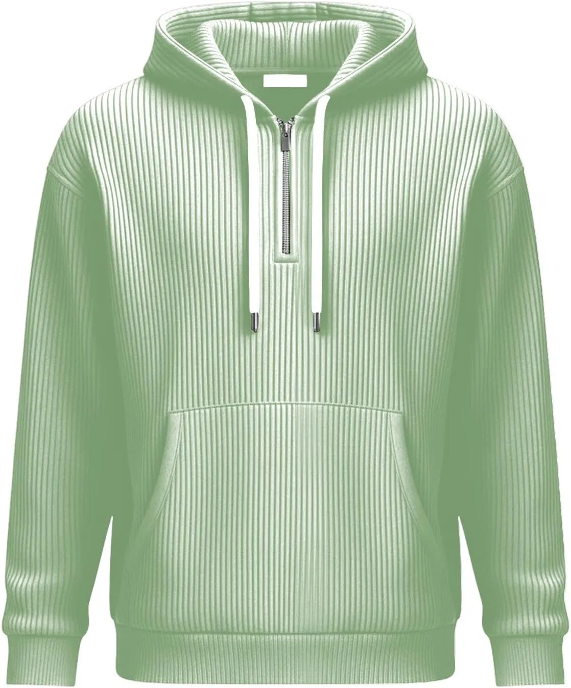 Толстовка мужская на молнии с капюшоном, вязаная вафельная, Light Green — фото 3