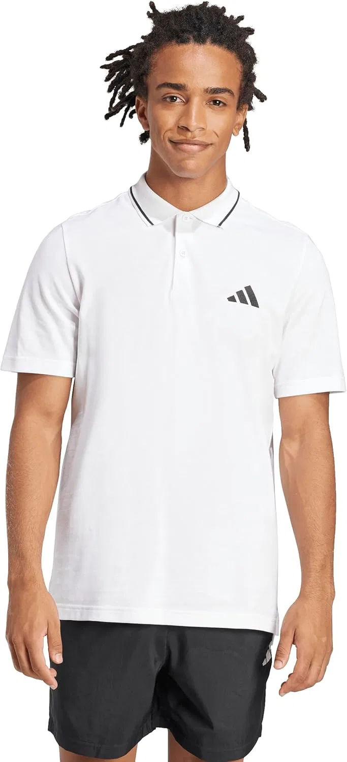 Поло, adidas, белый/черный