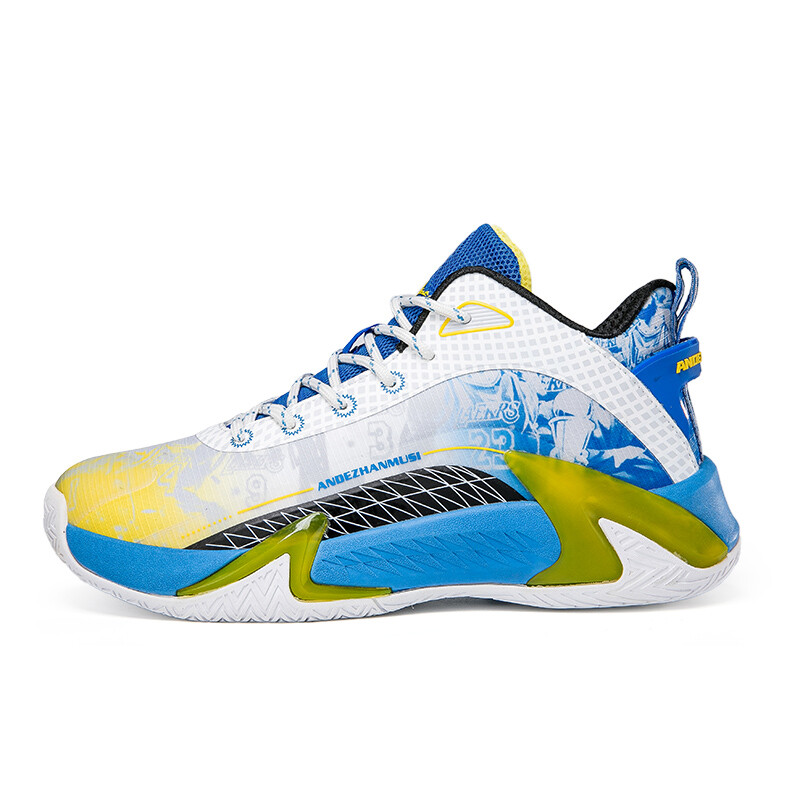 

Баскетбольные кроссовки Basketball Shoes Unisex Low-Top Andezhanmusi, белый/синий/желтый