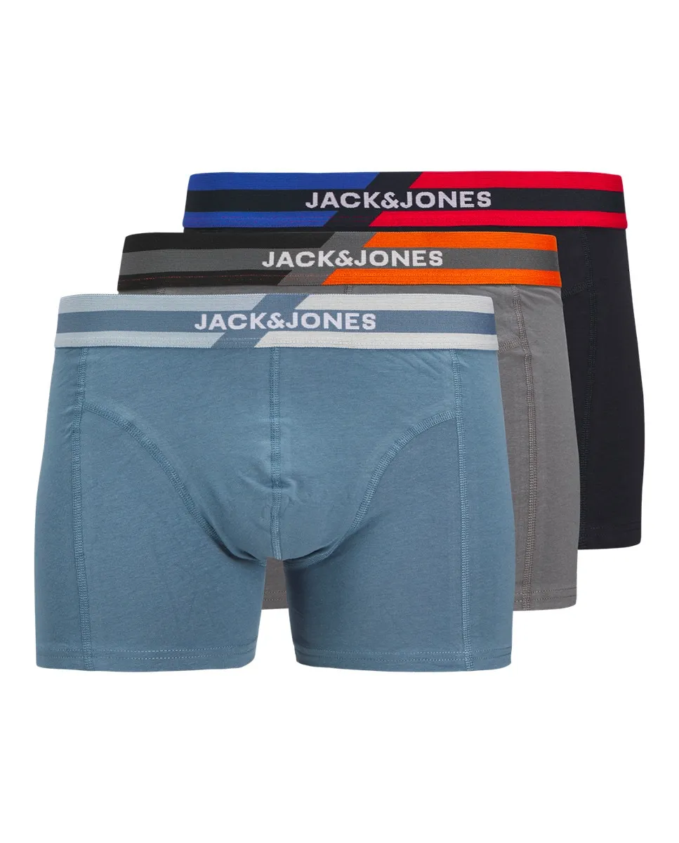 

Набор из 3 мужских трусов с логотипом и эластичной талией Jack & Jones, синий