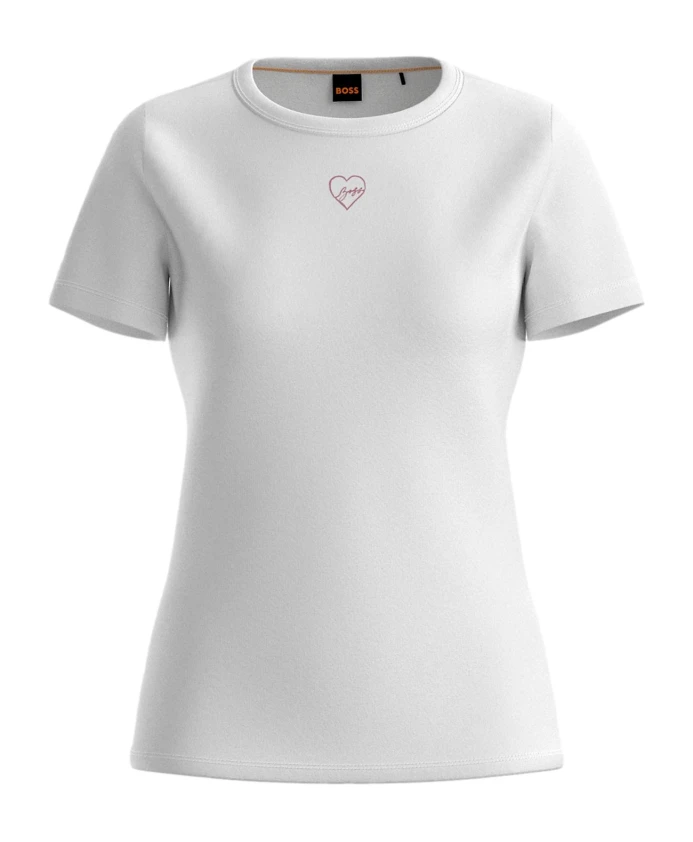 

Женская футболка с вышитым логотипом, белая. Hugo, белый