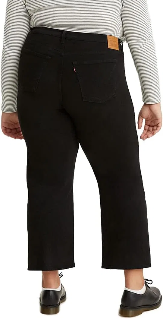 Женские джинсы Levi's Premium Plus Size с ребристой текстурой и прямым кроем до щиколотки, черный — фото 3